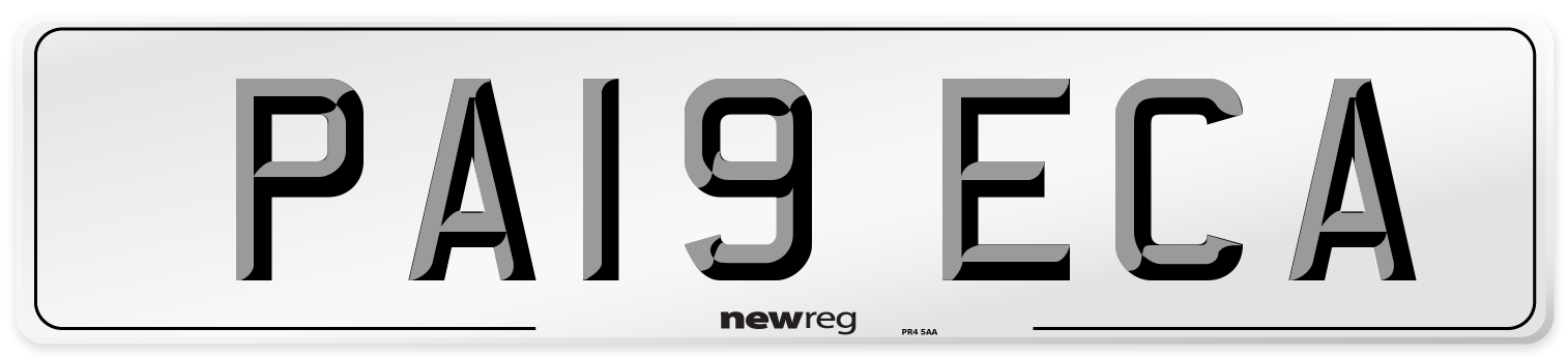 PA19 ECA Number Plate from New Reg